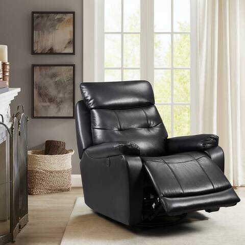 LMF Power Leather Match Recliner in Black with USB Charging Port