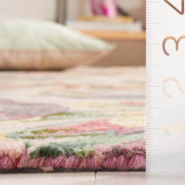 dimension image slide 1 of 2, SAFAVIEH Handmade Blossom Chong French Country Floral Wool Rug