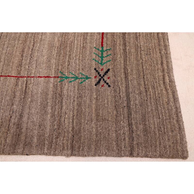 ECARPETGALLERY Hand Loomed Kashkuli Gabbeh Grey Wool Rug - 5'0 x 8'0