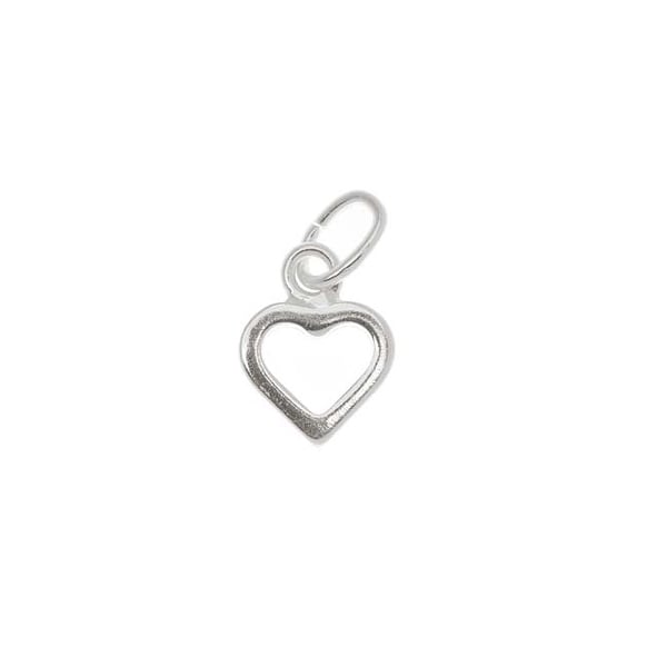 Sterling Silver Sleek Tiny Open Heart Charm 9mm (1). Opens flyout.
