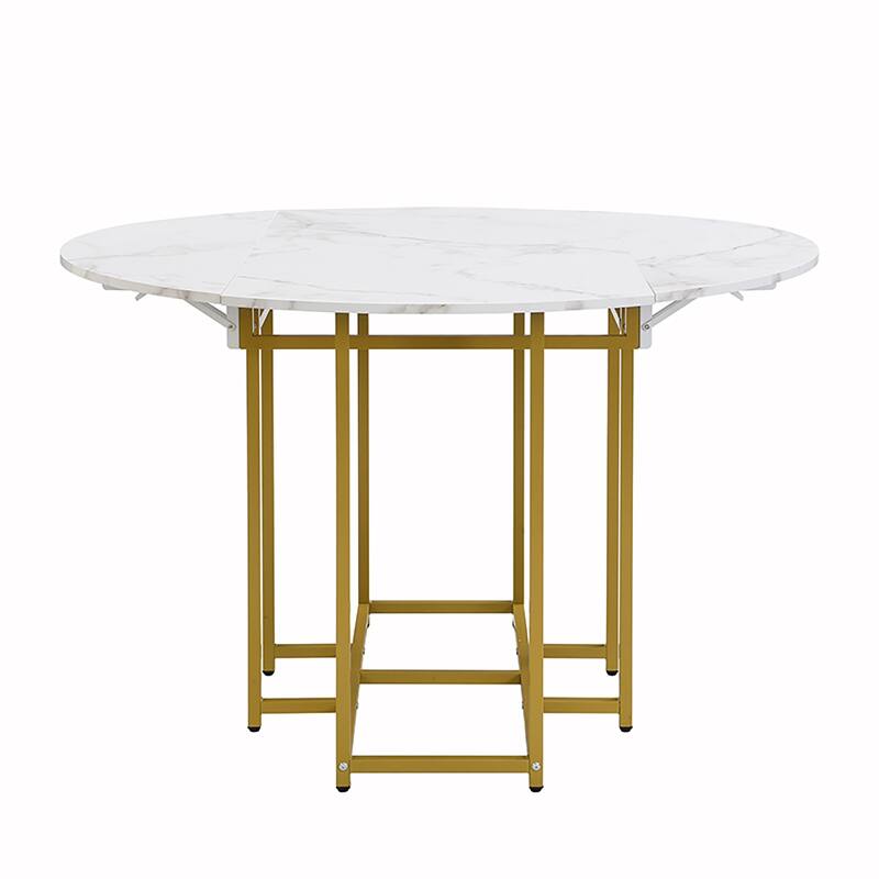5PCS Extendable Dining Table Set With Faux Marble Top