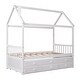 preview thumbnail 4 of 7, White Wooden House Bed with Trundle, 3 Storage Drawers, and Pull-Out Trundle