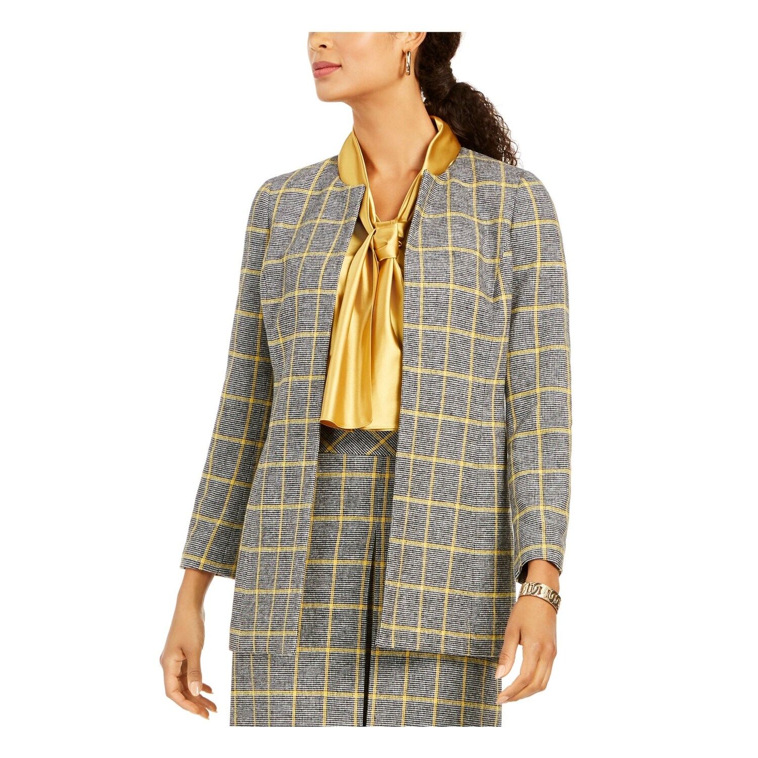 checked yellow blazer