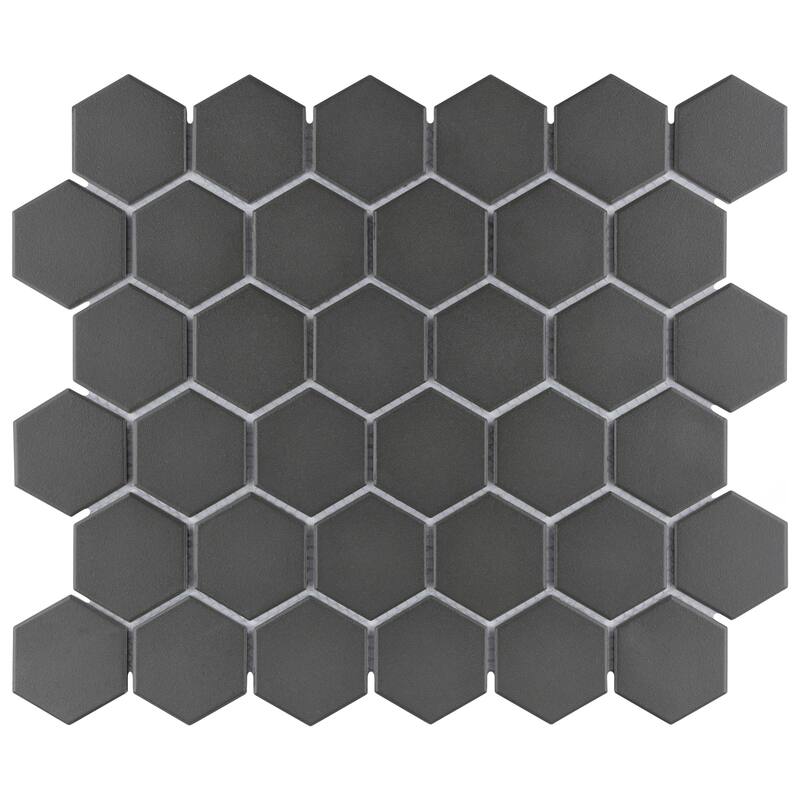 Merola Tile Gotham 2" Hex Black 11-1/8" x 12-5/8" Porcelain Floor and Wall Tile
