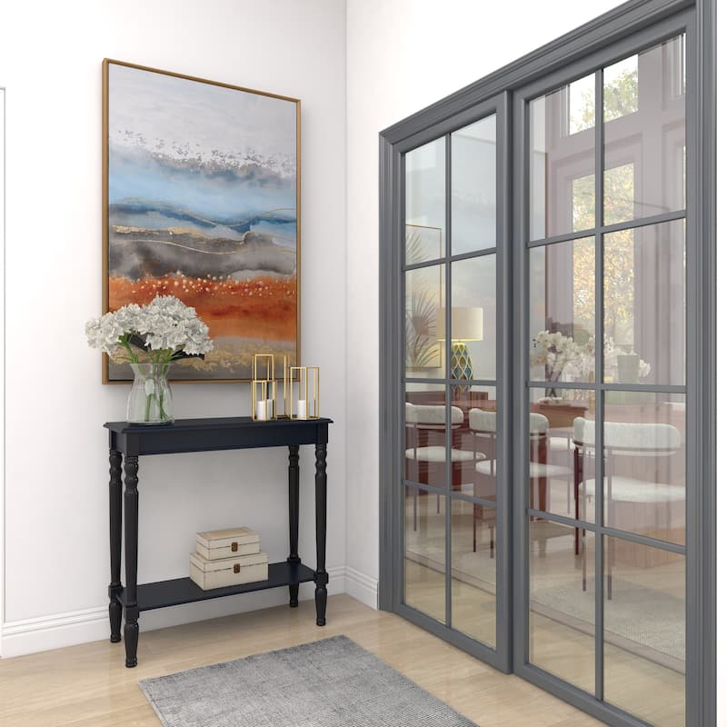 Black Wood Slim Turned 1 Shelf Console Table