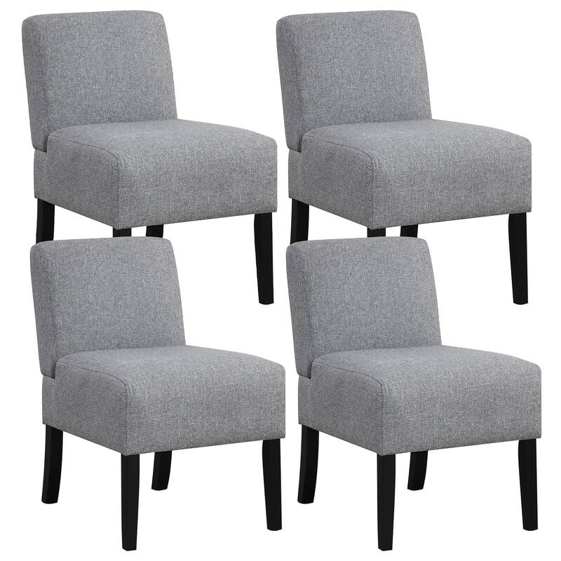 Gymax 4PCS Armless Accent Chair w/ Rubber Wood Legs Modern Vanity - Grey