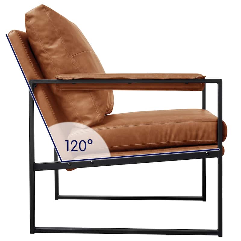 Subrtex PU leather Upholstered Accent Chair with Metal Frame Armchair