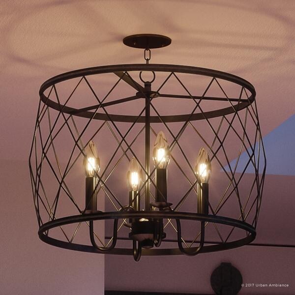 Luxury French Country Indoor Pendant or Chandelier, 20"H x 23"W, with Shabby Chic Style, Parisian Bronze Finish (60 to 100 Watts - Steel - Bronze - 4 - Chandeliers For Bedrooms by Overstock.com