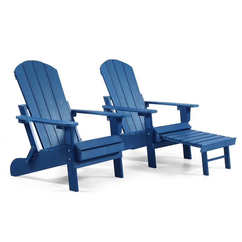 Seaton Folding Poly Adirondack Chair with Pull-out Ottoman, Set of 2