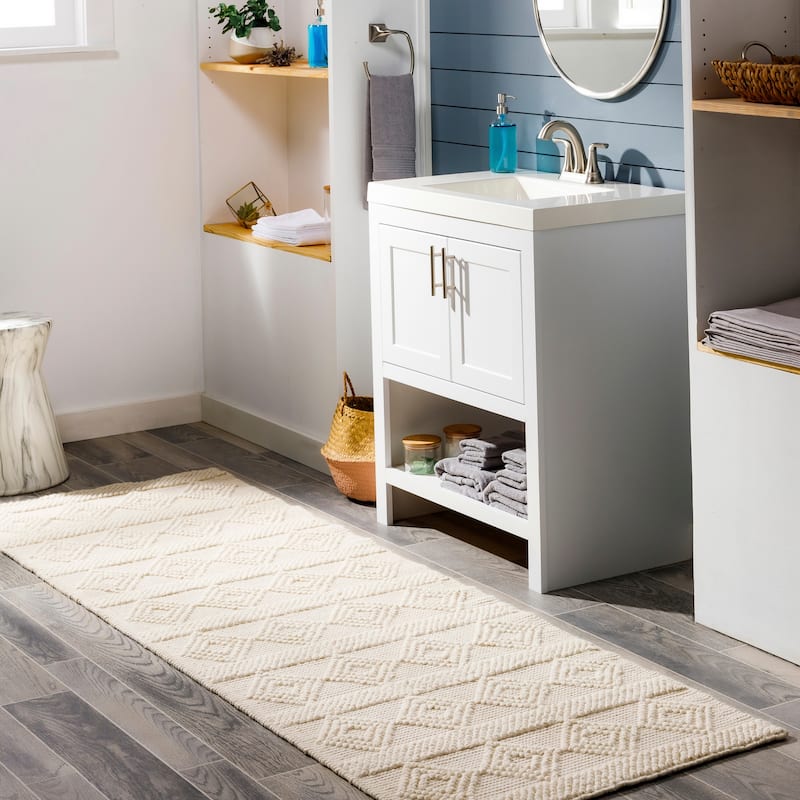 Livabliss Freya Handmade Modern Rustic Area Rug - Ivory - 2'6" x 8' Runner