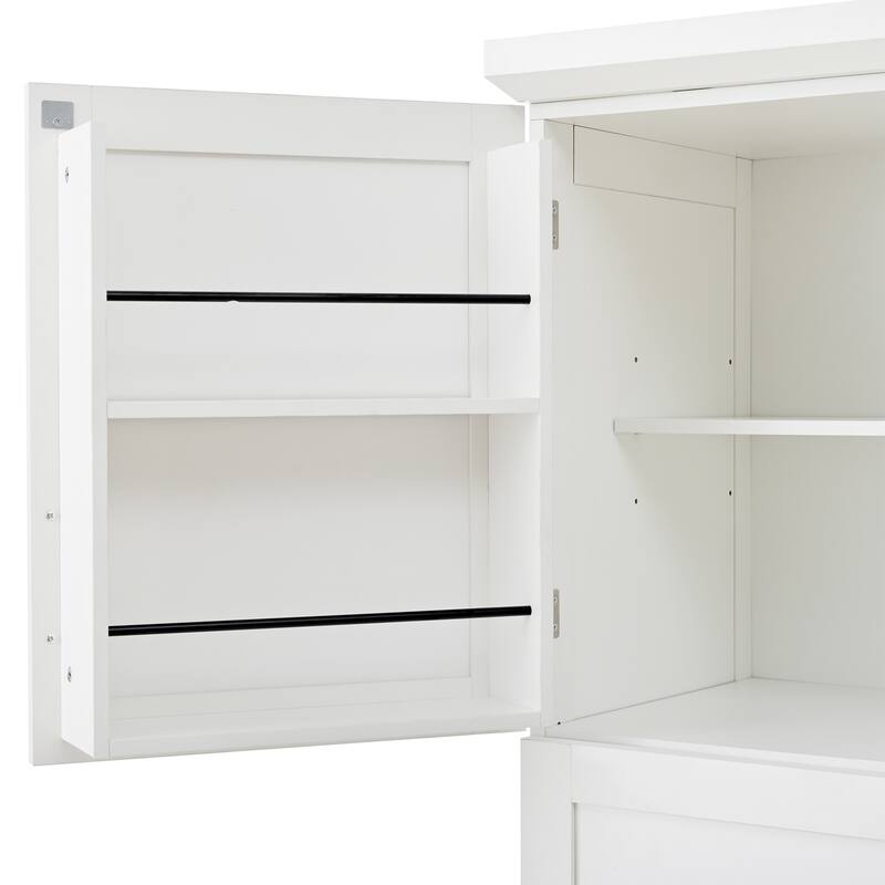 70.9 inch Freestanding Kitchen Cabinet, Tall Storage Cabinet with 4 Doors, 2 Door Shelves, 8 Pull-out Trays and Adjustable Shelf