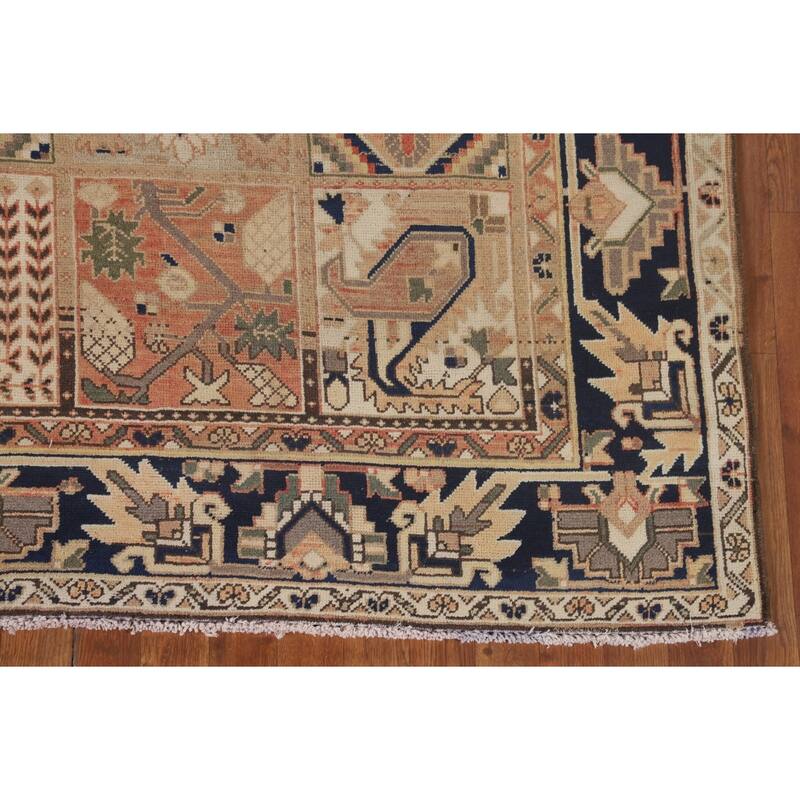 Garden Design Bakhtiari Persian Vintage Rug Handmade Peach Wool Carpet - 6'9"x 10'4"
