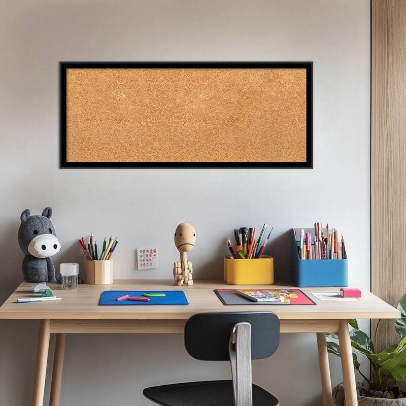 Incline Black Wood Framed Cork Board - Bulletin Board, Organization Board, Pin Board