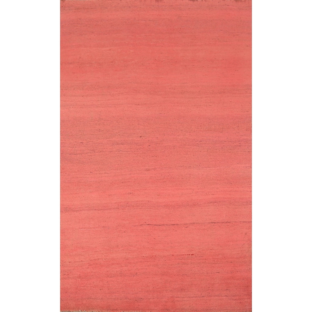 Pink Modern Gabbeh Oriental Area Rug Handmade Solid Wool Carpet - 3'11" x 6'7"