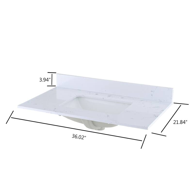 YASINU 36 Inch Engineered Marble Vanity Top Middle Sink