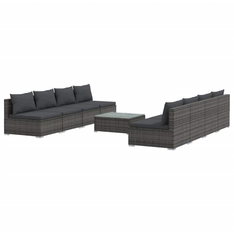 vidaXL Patio Lounge Set Outdoor Sectional Sofa Set Table Garden Poly Rattan