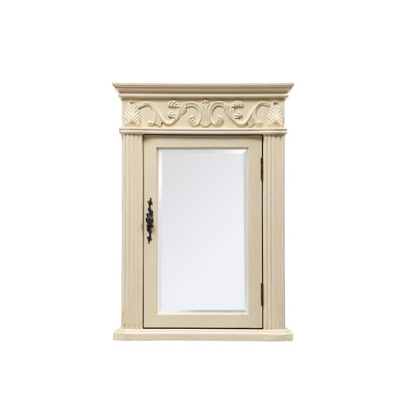 Surface Mount Framed Medicine Cabinet with 2 Shelves in Antique Ivory