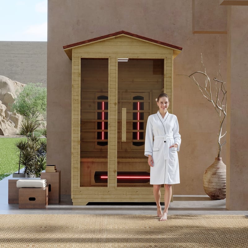 Infrared Sauna up to 4 Person with 15 Minutes Warm-up Heater Tube & Carbon Plate - 2 Person - Outdoor