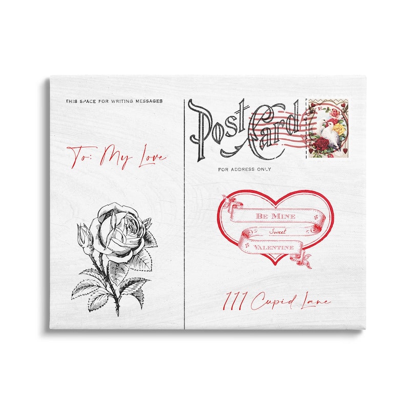 Stupell To My Love Valentines Postcard Canvas Wall Art, Design by Lil' Rue - 20 x 16