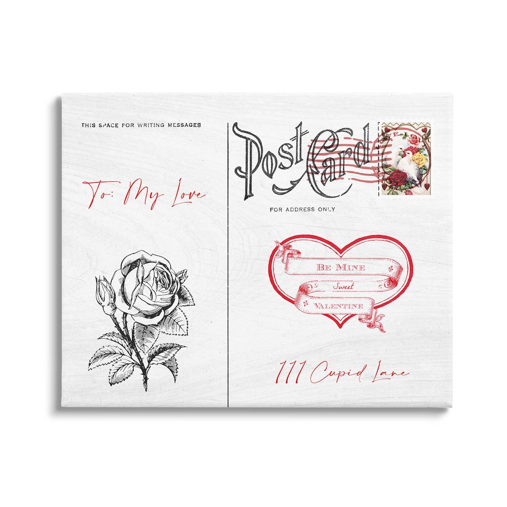 Stupell To My Love Valentines Postcard Canvas Wall Art, Design by Lil' Rue