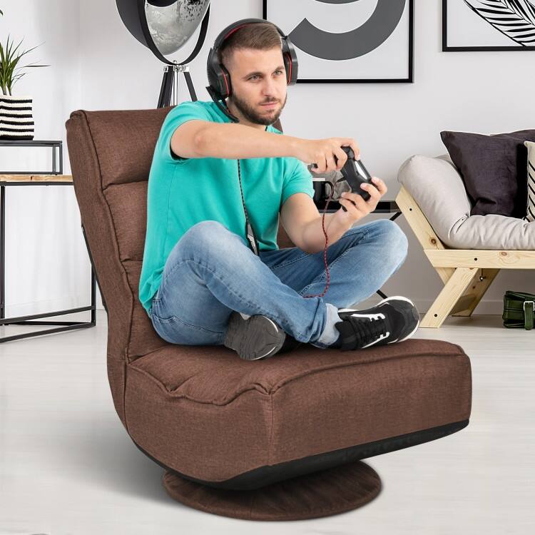 360-Degree Swivel Floor Chair with Foldable Design and Adjustable Backrest