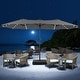 preview thumbnail 57 of 62, 15ft Patio Umbrella Outdoor Market Umbrella with Base and LED Lights Grey