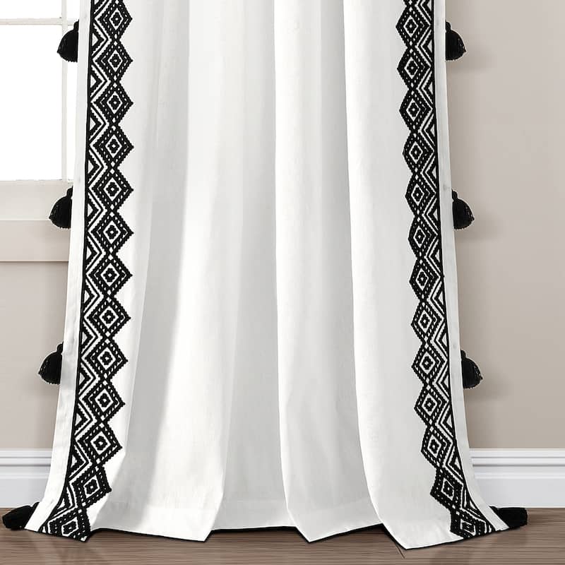 Lush Decor Aztec Diamond Border Tassel Window Curtain Panel Single - 84" x 52"