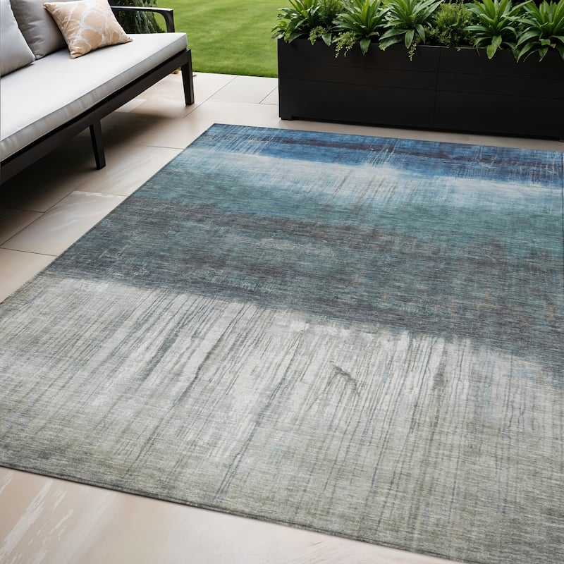 HomeRoots Abstract Transitional Rectangle Outdoor Rug - 5' X 8'