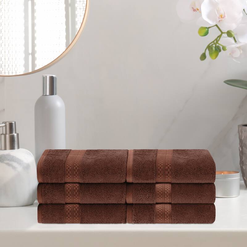 Superior Rayon from Bamboo and Cotton Hand Towel - (Set of 6) - Cocoa