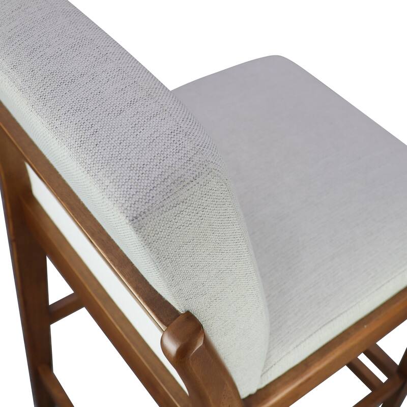 Christopher Knight Home - Eli Classic Wooden Upholstered Bar Stool with Padded Seat and Backrest