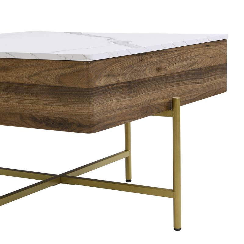 Square Lift-Top Coffee Table Set with Storage and 4 Ottomans