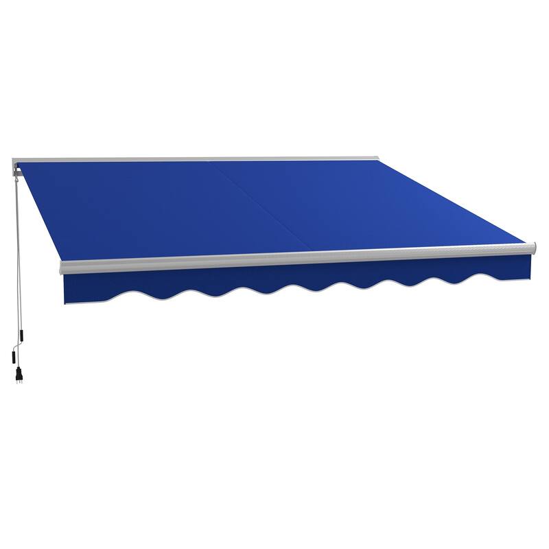 13' x 10' Electric Retractable Awning with LED Lights, UV40+ Sun Shade for Deck, Balcony, Patio - Blue