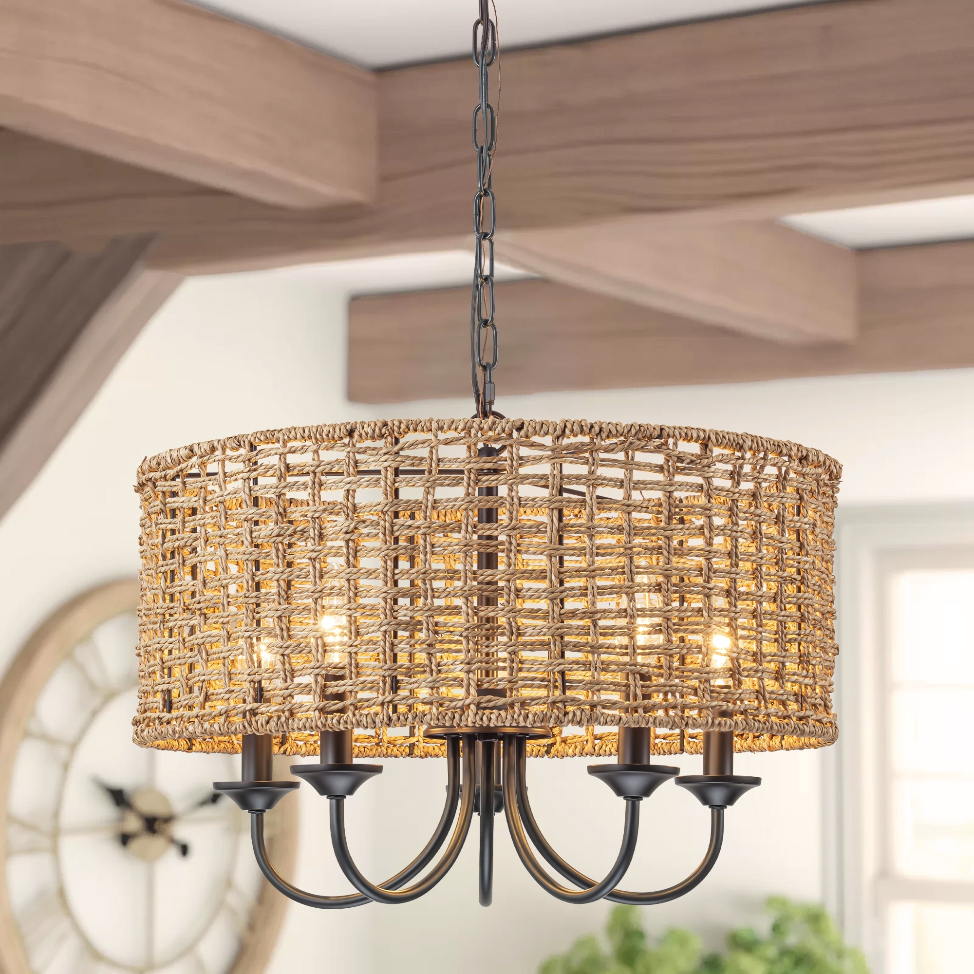 Woven drum chandelier discount