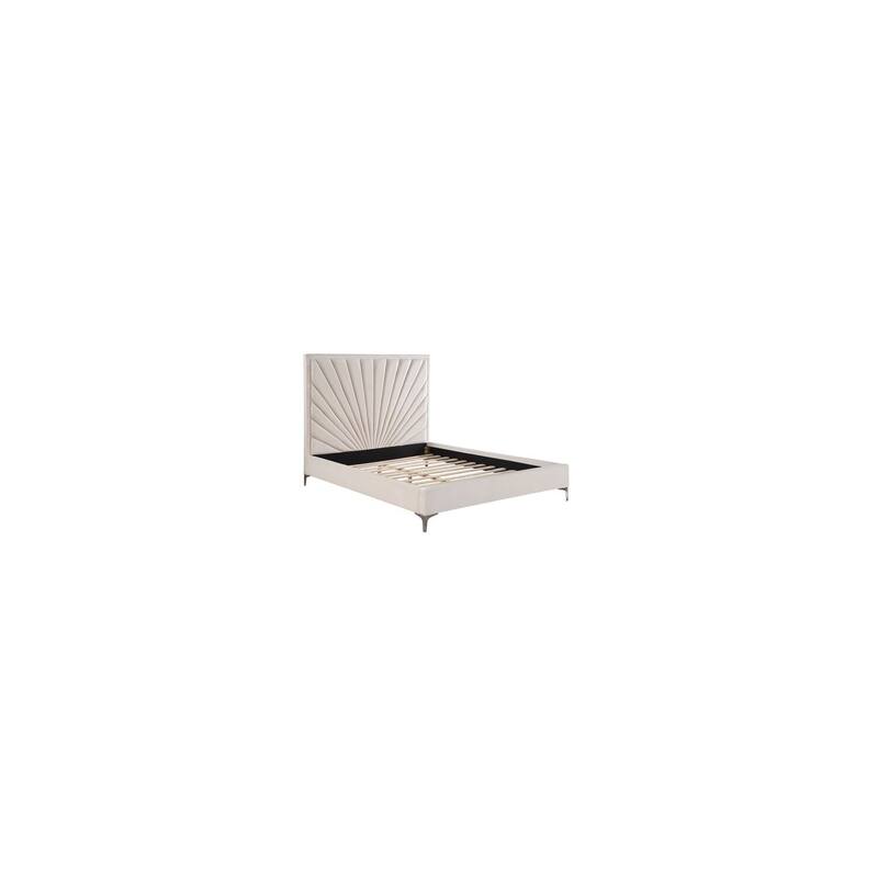 King Size Bed - Elegant Bedroom Furniture - Soft Velvet Upholstered Platform Bed Frame