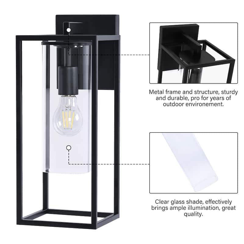 2 Pack Metal 1-Light Clear Glass Outdoor Wall Lighting Sconce