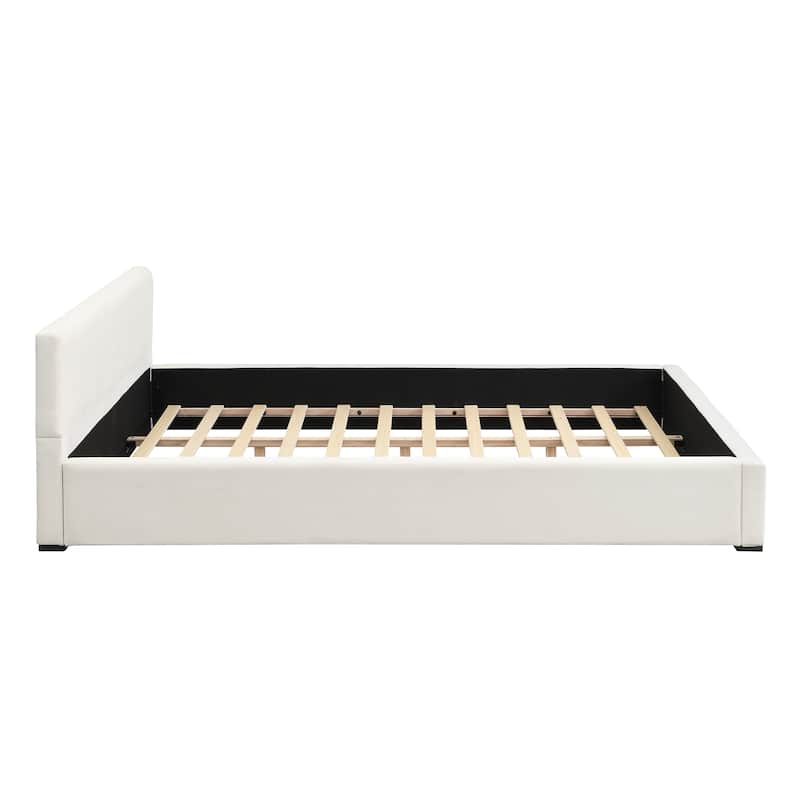 Christopher Knight Home-Zenobia Wide-Edge Polyester Upholstered Bed with Headboard