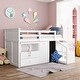 preview thumbnail 1 of 25, Low Study Twin Size Loft Bed with Storage Steps and Portable, Desk White