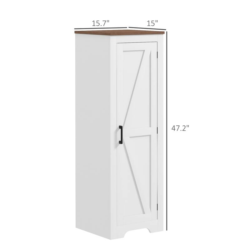 HOMCOM Farmhouse Storage Cabinet with Adjustable Shelf, Single Barn Door Small Bathroom Storage Cabinet for Living Room