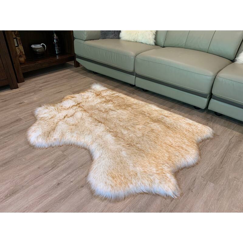 Ovella Home Premium Luxurious Faux Sheepskin 2-Pelt Plush Shag Accent Rug - 3' x 4' - 3' x 4'