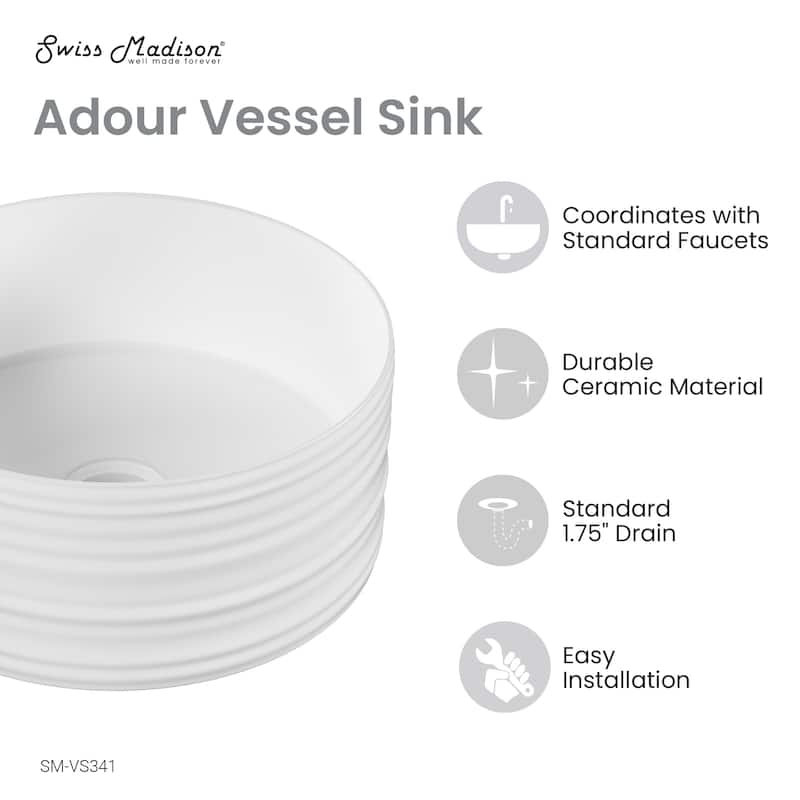Adour 16'' Vessels Sink In White - 16.14" x 16.14" x 7.09"