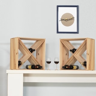 Set of 2 24 Bottle Wine Rack, Wine Storage Cube for Bar Kitchen Cellar ...
