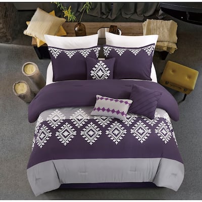 7 Piece Comforter Set Embroidered Bed in a Bag
