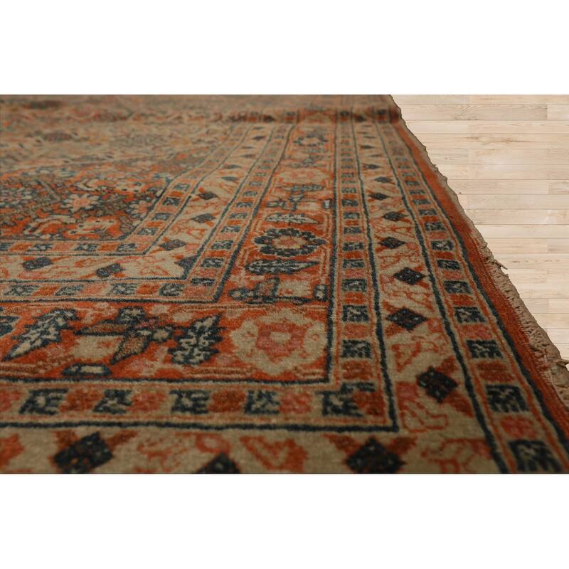 Hand Knotted 250 KPSI Herizz Beige Orange Wool Traditional Area Rug - 3' 10'' x 5' 8''