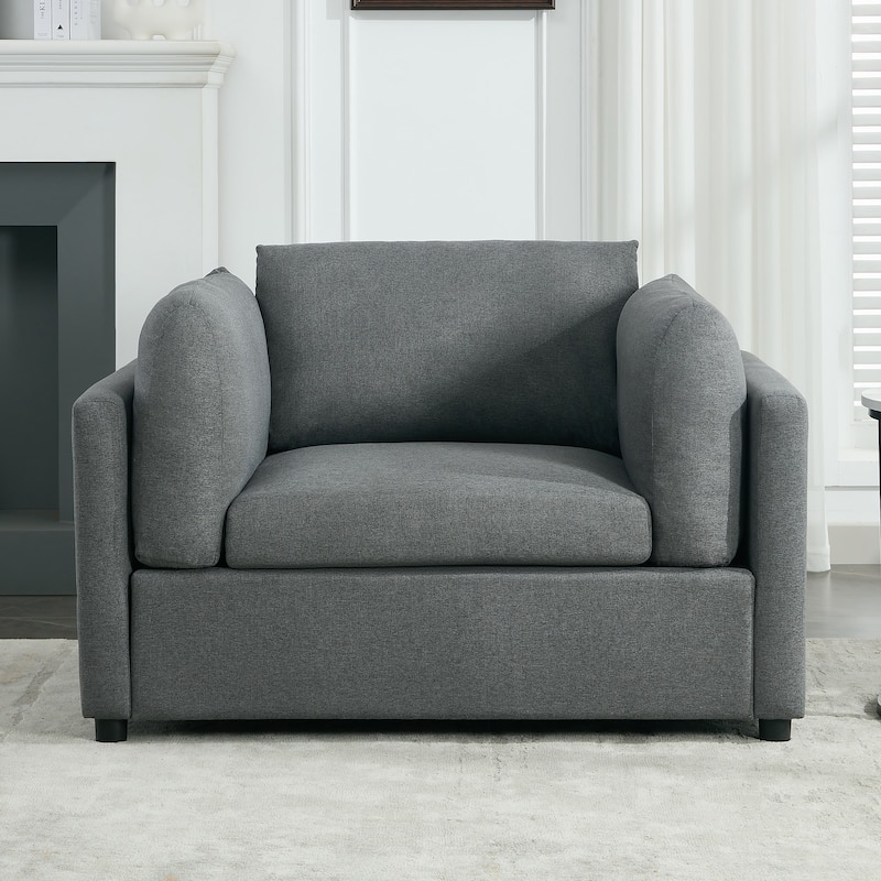 Modern Oversized Armchair with Ottoman, Single Sofa with Lumbar Support, Accent Chair, Reading Chair for Bedroom, Living Room