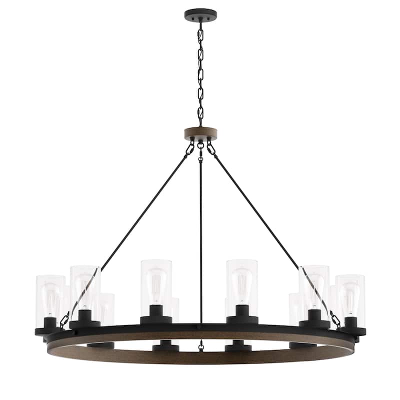 Large Farmhouse 12-light Wagon Wheel Chandelier - 42