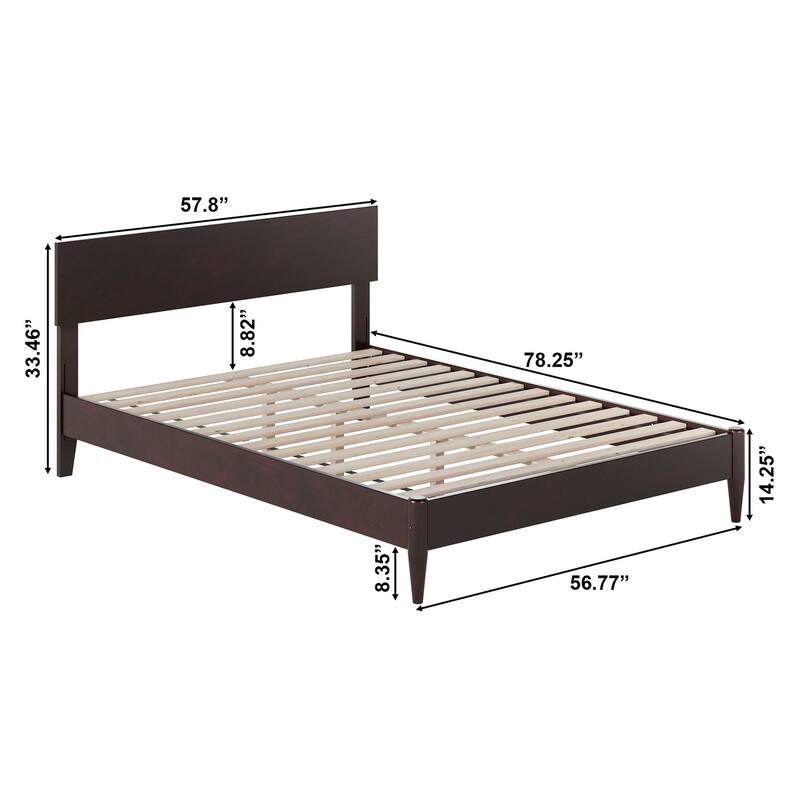 Aria Solid Wood Modern Low Profile Platform Bed