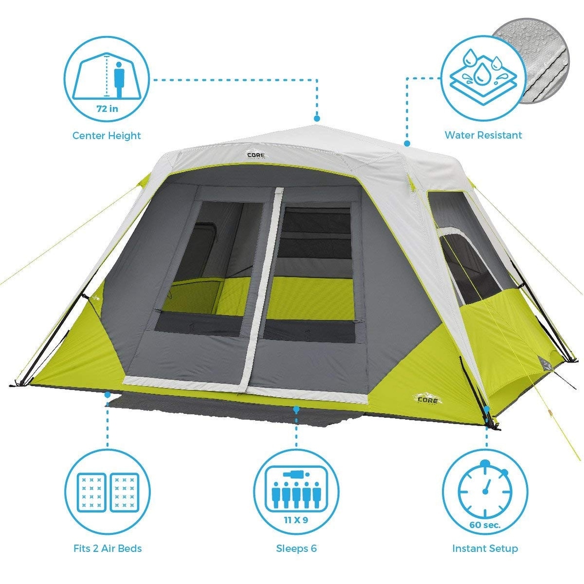 Shop Core 6 Person Instant Cabin Tent With Awning Overstock