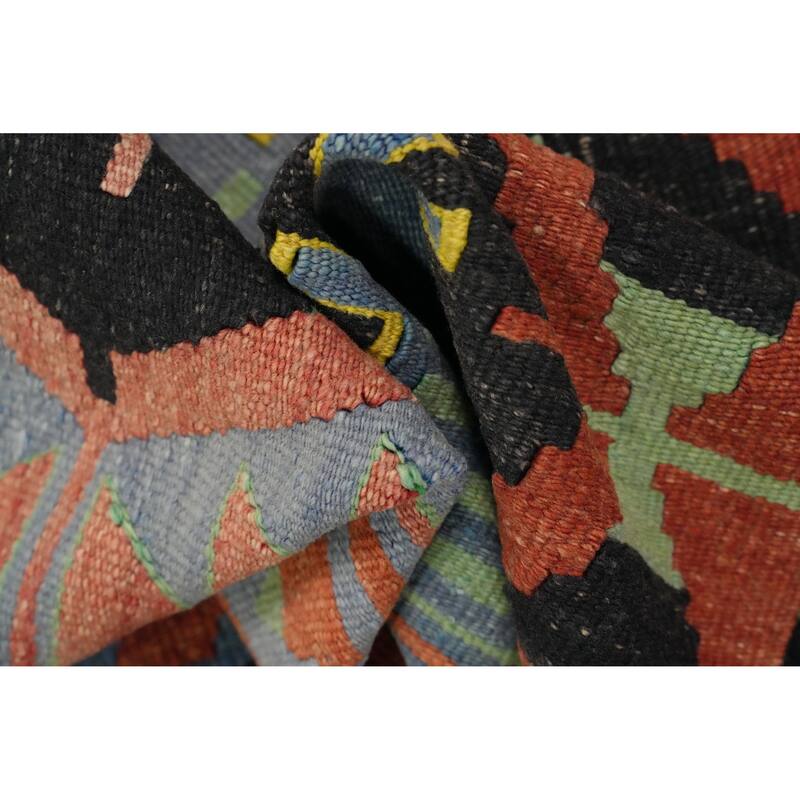 Hand Woven Oriental 100% Wool Carpet Southwestern Tribal Multi-Colored Kilim Area Rug - 10' 3'' X 5' 3''