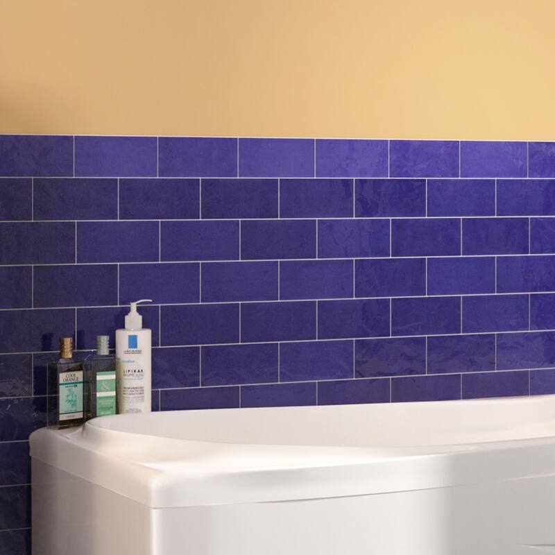 Merola Tile Viva Azul 3" x 6" Ceramic Wall Trim - (1 Tile) - (1 Tile)