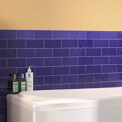 Merola Tile Viva Azul 3" x 6" Ceramic Wall Trim - (1 Tile)